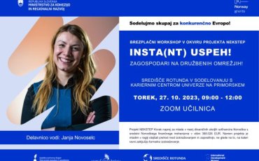 INSTA(NT) USPEH! Brezplačna delavnica mlade od 14 do 29 let