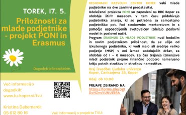 Priložnosti za mlade podjetnike - projekt PONI in Erasmus