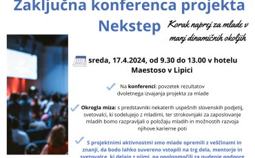Vabljeni na zaključno konferenco projekta Nekstep